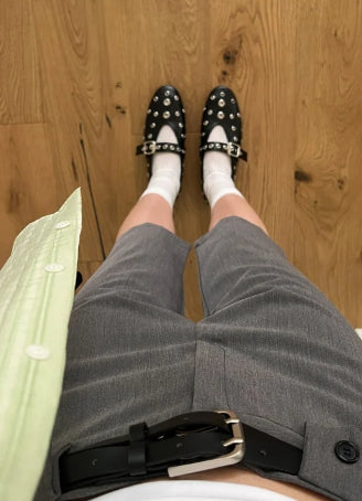 EYELET STRAP FLAT SHOES